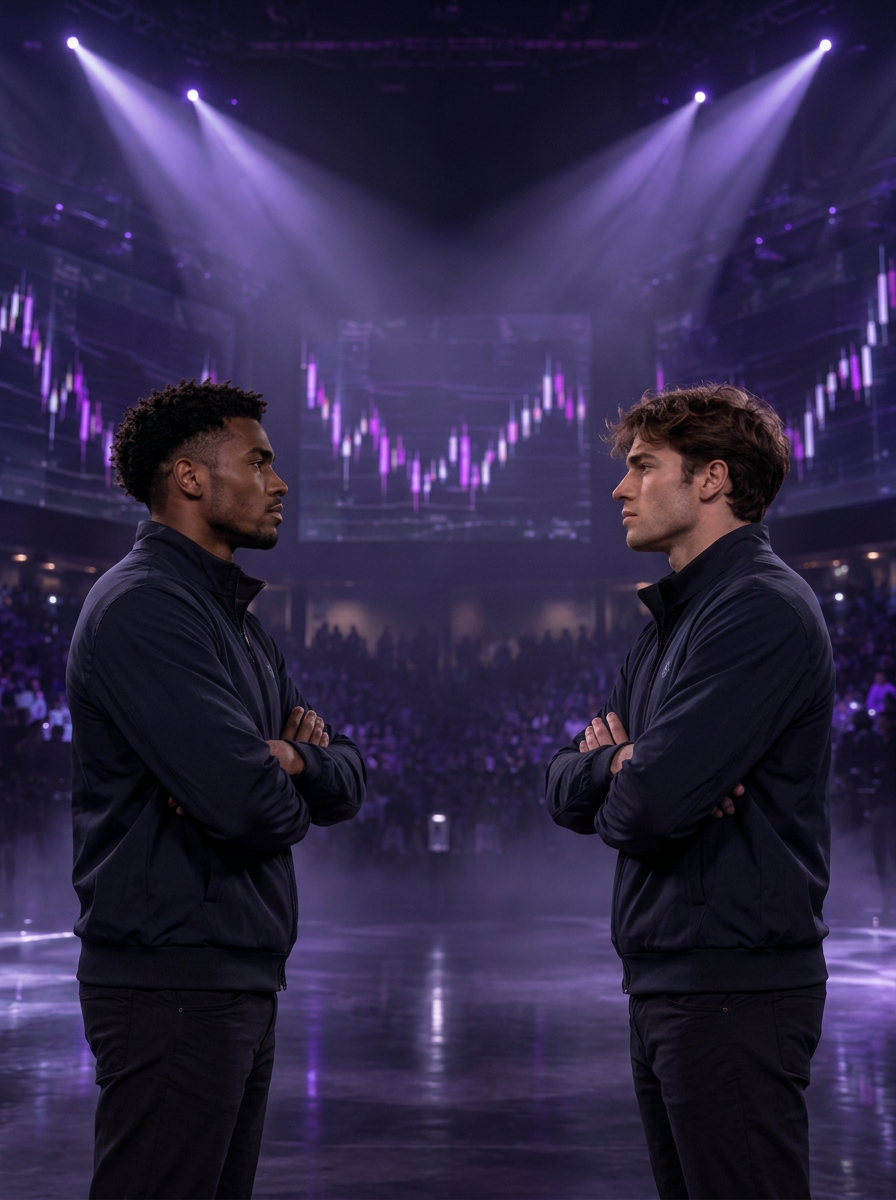 Two Market Kings traders facing off under arena lights